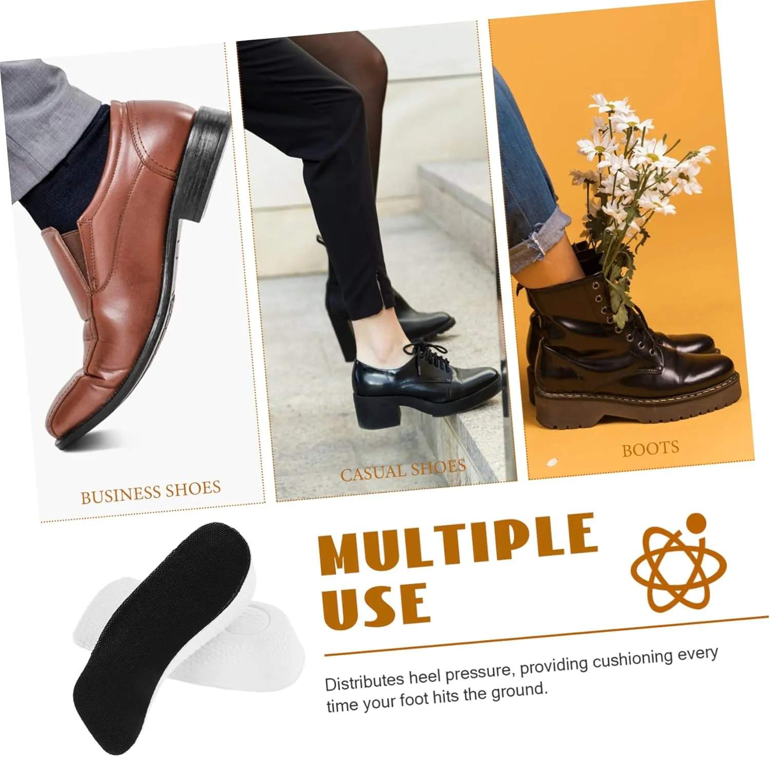 1 Pair Height Increase Insoles for Men Women Shock Absorbing Shoe Heel Inserts Boost Versatile for All Footwear Comfortable Height Booster Pads for Casual Formal Use