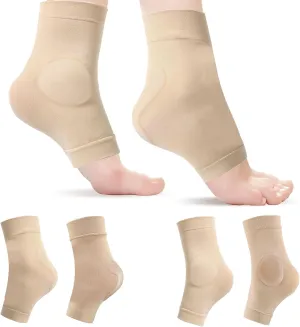 2 Pairs Ankle Heel Protector Gel Sleeve, Malleolar Achilles Tendon Padded Skate Socks Cushion with Silicone Pads for Figure Skating, Roller, Hockey, Boots, Shoes, Ankle   Heel
