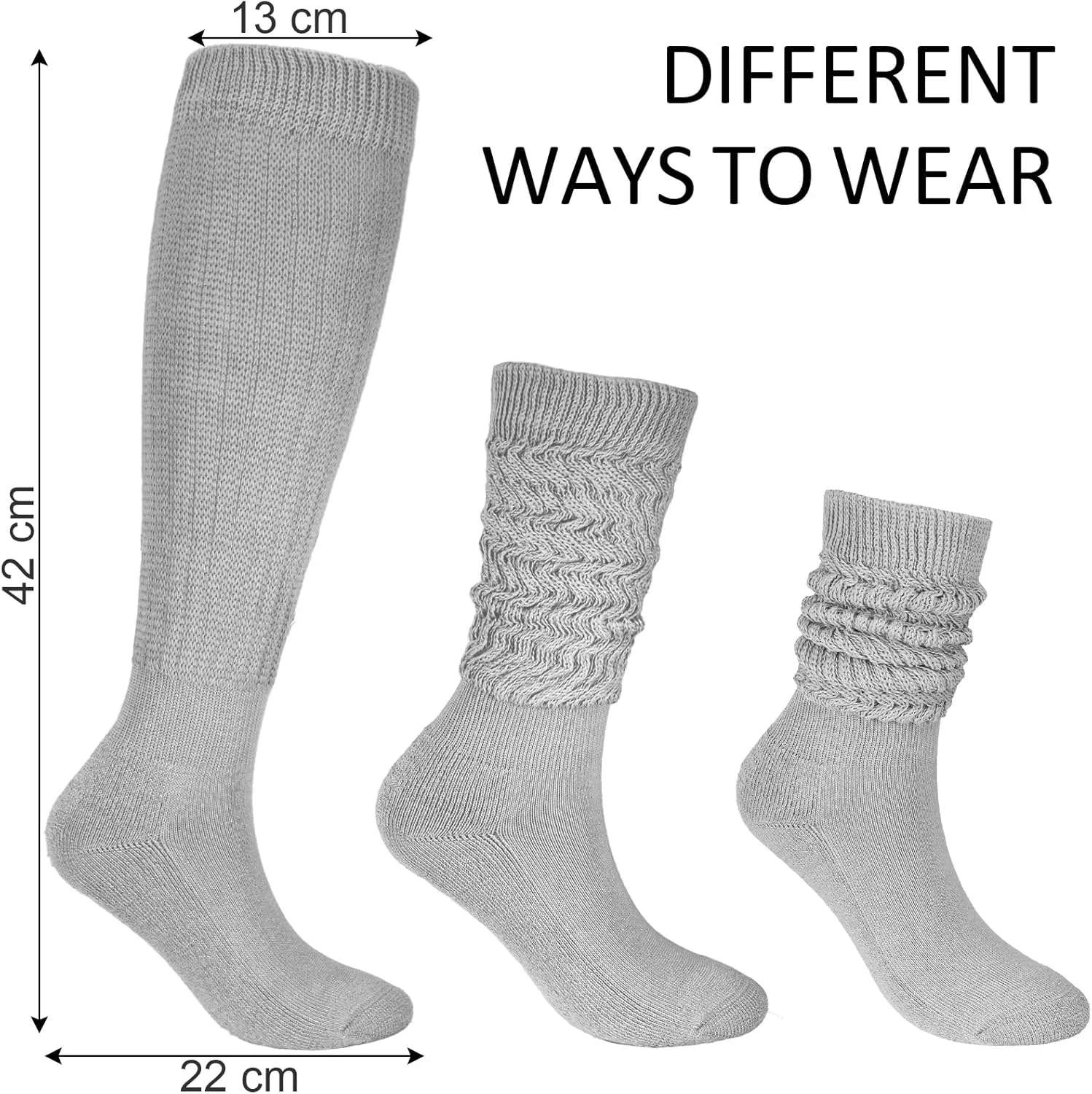 8 Pairs Women Slouch Socks Soft Extra Long Boot Sock Thick Cotton Knee High Scrunch Socks for Women