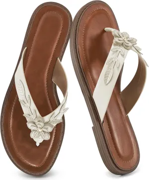 Ablanczoom Flip Flops for Womens Sandals: Summer Beach Flat Thong Sandals for Women Dressy Comfortable Vacation Floral Slides Shoes 2025