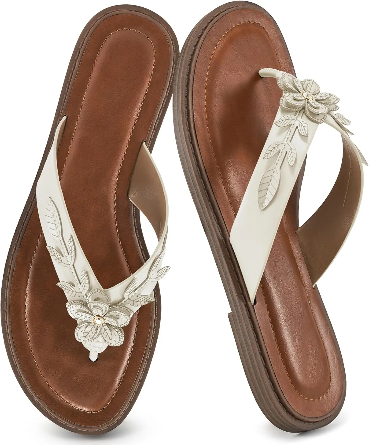 Ablanczoom Flip Flops for Womens Sandals: Summer Beach Flat Thong Sandals for Women Dressy Comfortable Vacation Floral Slides Shoes 2025