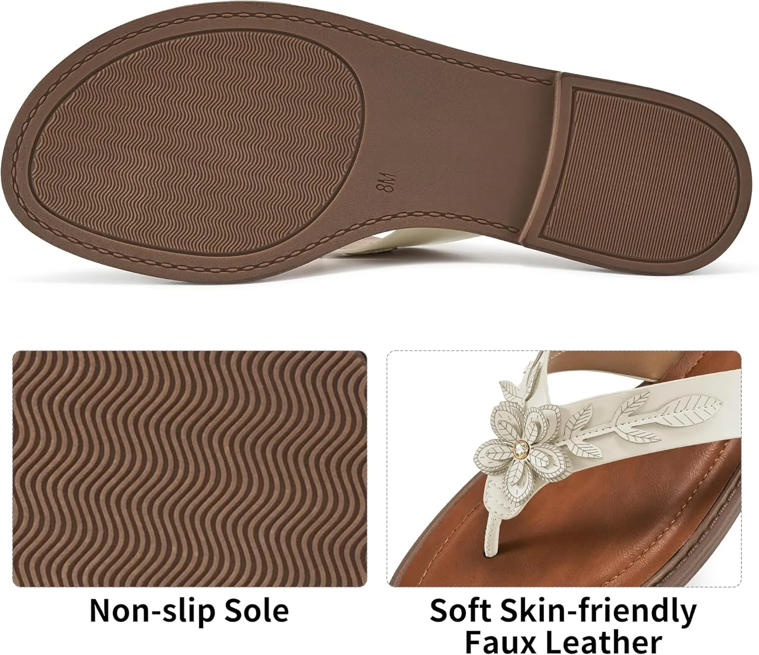 Ablanczoom Flip Flops for Womens Sandals: Summer Beach Flat Thong Sandals for Women Dressy Comfortable Vacation Floral Slides Shoes 2025