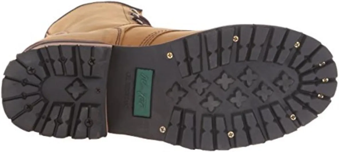 Ad Tec 9in Logger Crazy Horse Leather Work Boots for Men - Plain Soft Toe & Shock Absorbing Non Slip Rubber Lug Sole