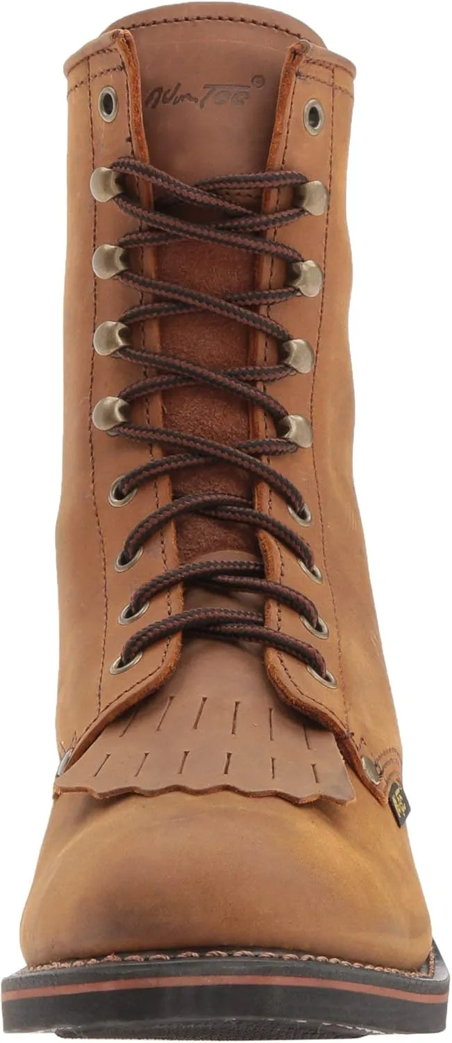Ad Tec Men's 9" Packer Full Grain Tumbled Leather Work Boot - Non-Slip and Oil Resistant Rubber Sole - Suitable for Riding, Hiking, and Construction - Chestnut/Black
