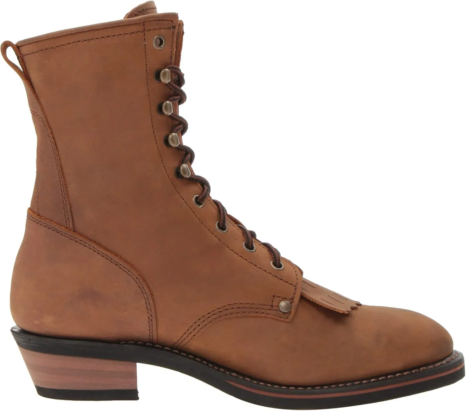 Ad Tec Men's 9" Packer Full Grain Tumbled Leather Work Boot - Non-Slip and Oil Resistant Rubber Sole - Suitable for Riding, Hiking, and Construction - Chestnut/Black