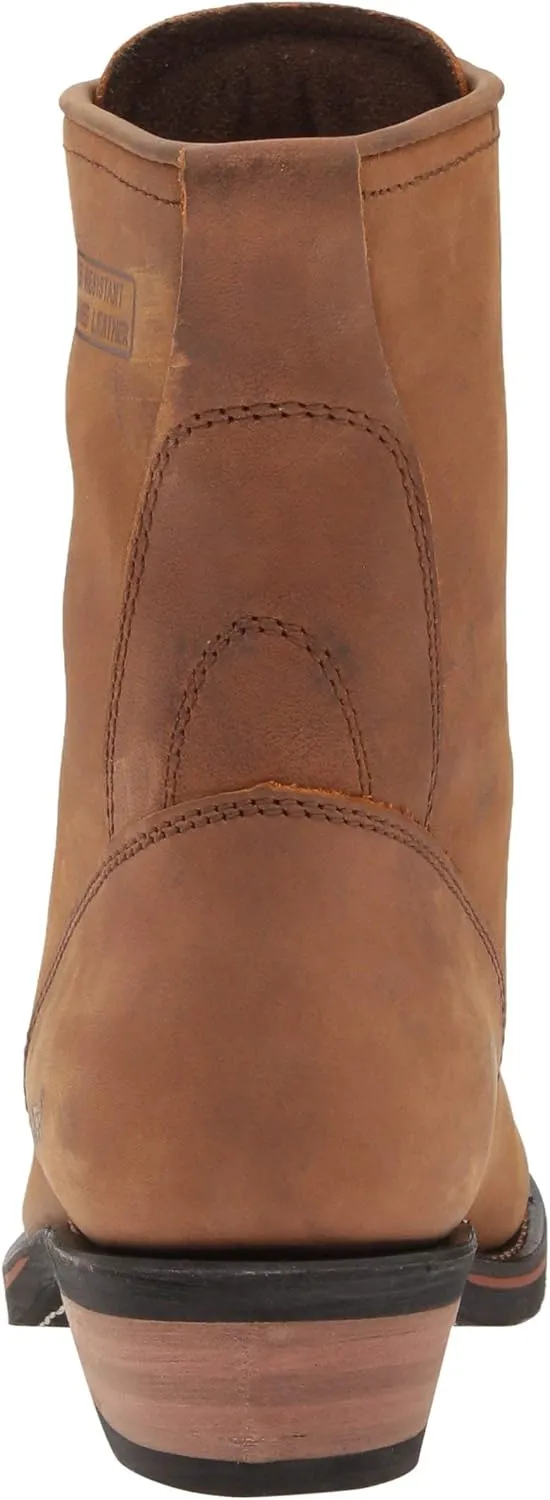 Ad Tec Men's 9" Packer Full Grain Tumbled Leather Work Boot - Non-Slip and Oil Resistant Rubber Sole - Suitable for Riding, Hiking, and Construction - Chestnut/Black