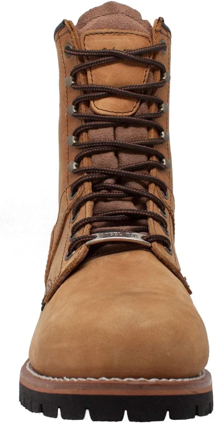 Ad Tec Men's 9" Super Logger Steel Toe Leather Work Boots | Oil Resistant Lug Sole