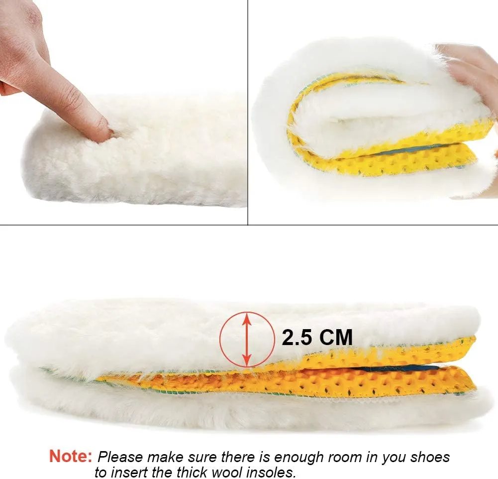 Ailaka Sheepskin Sport Wool Insoles for Women & Men, Premium Thick Fur Fleece Replacement Warm Inserts for Shoes Boot Slippers Sneakers 1 Pair