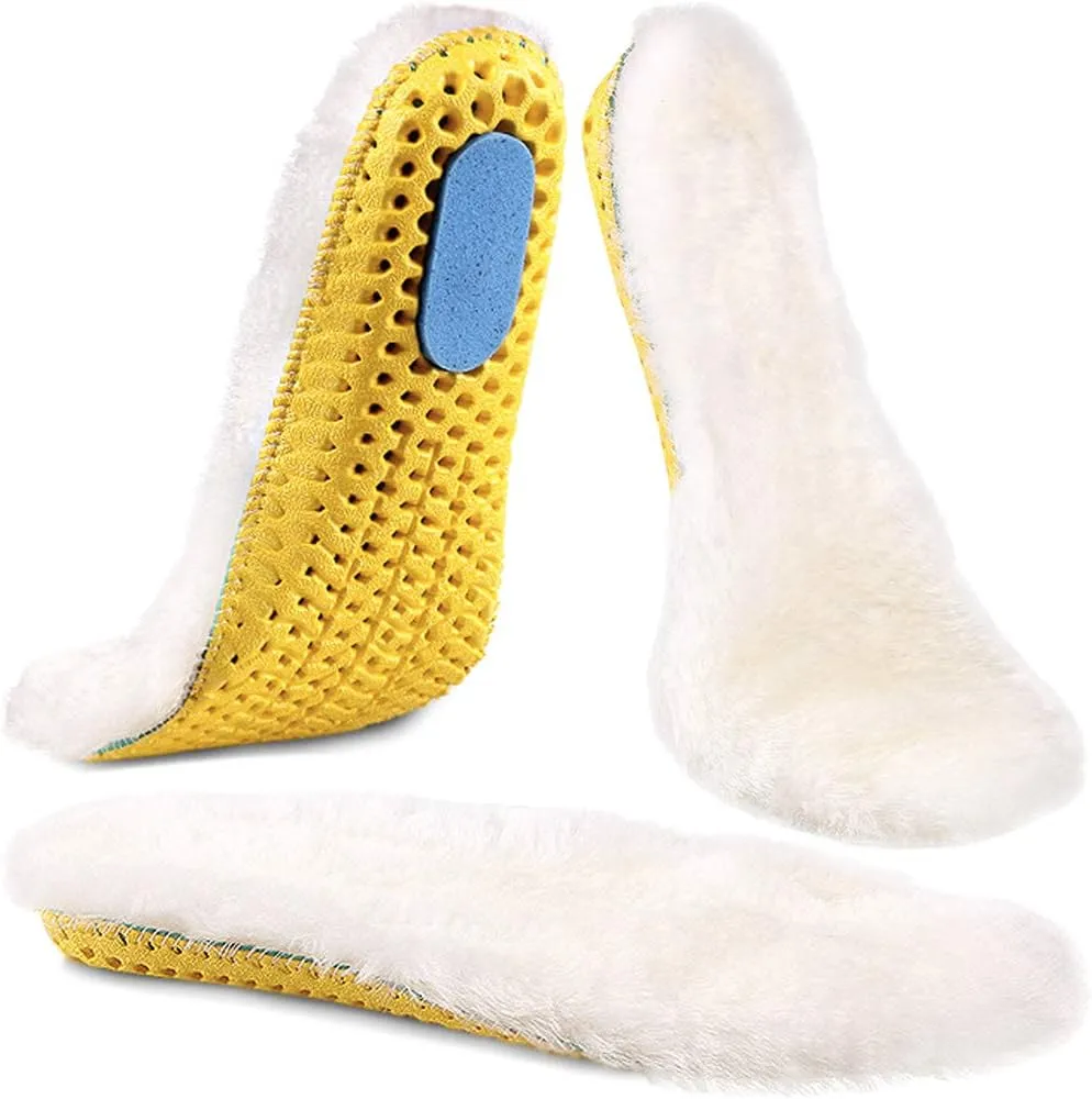 Ailaka Sheepskin Sport Wool Insoles for Women & Men, Premium Thick Fur Fleece Replacement Warm Inserts for Shoes Boot Slippers Sneakers 1 Pair