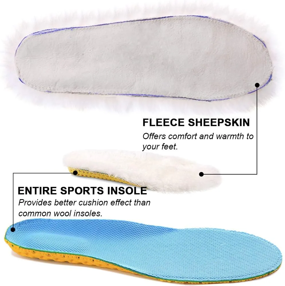 Ailaka Sheepskin Sport Wool Insoles for Women & Men, Premium Thick Fur Fleece Replacement Warm Inserts for Shoes Boot Slippers Sneakers 1 Pair