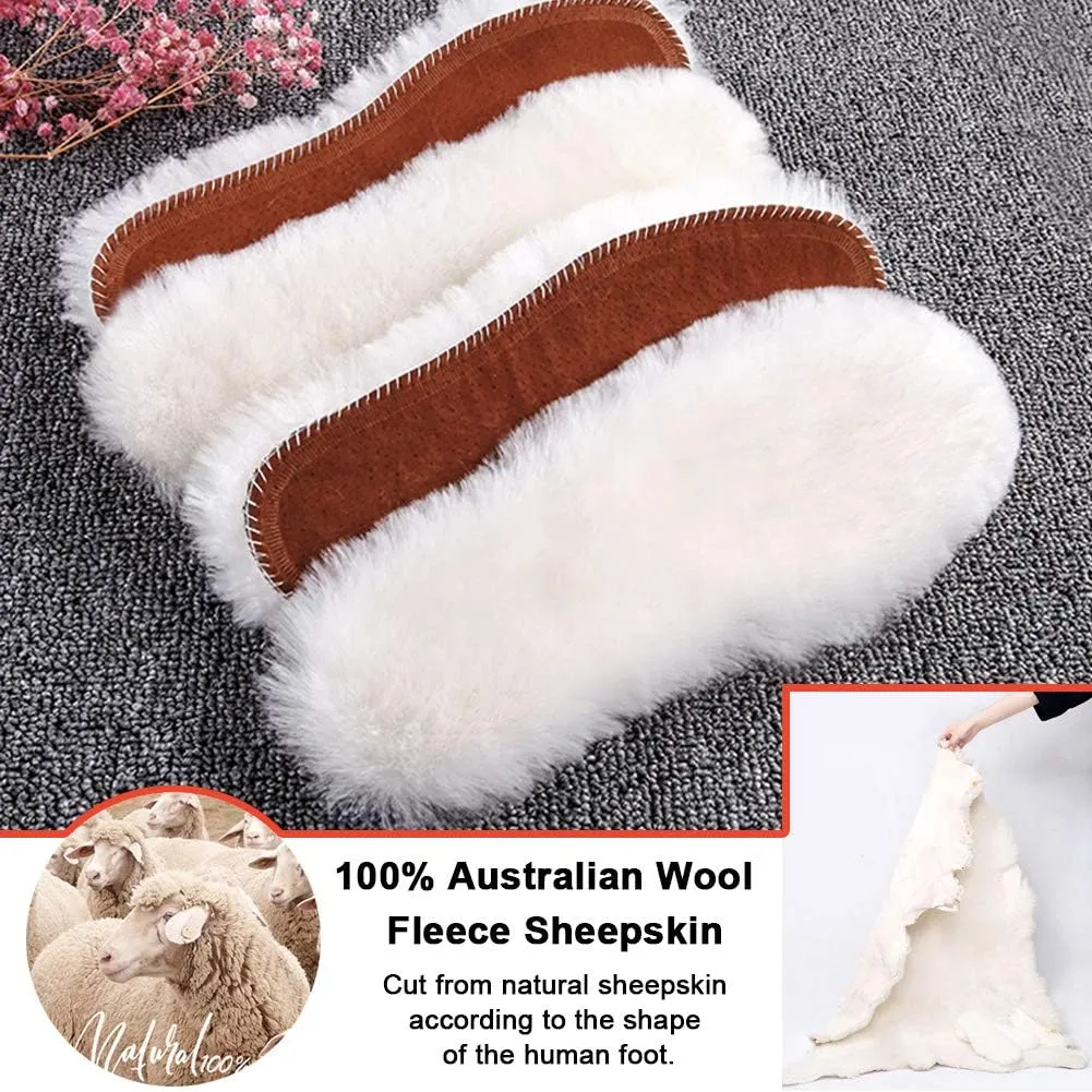 Ailaka Women’s Sheepskin Insoles, Thick Warm Wool Insoles Fluffy Fleece Replacement for Shoes Boots Slippers