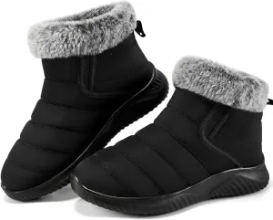 Alicegana Snow Boots for Women Winter: Warm Fur Lined Ankle booties Waterproof Slip On shoes Insulated Non Slip Boots Outdoor