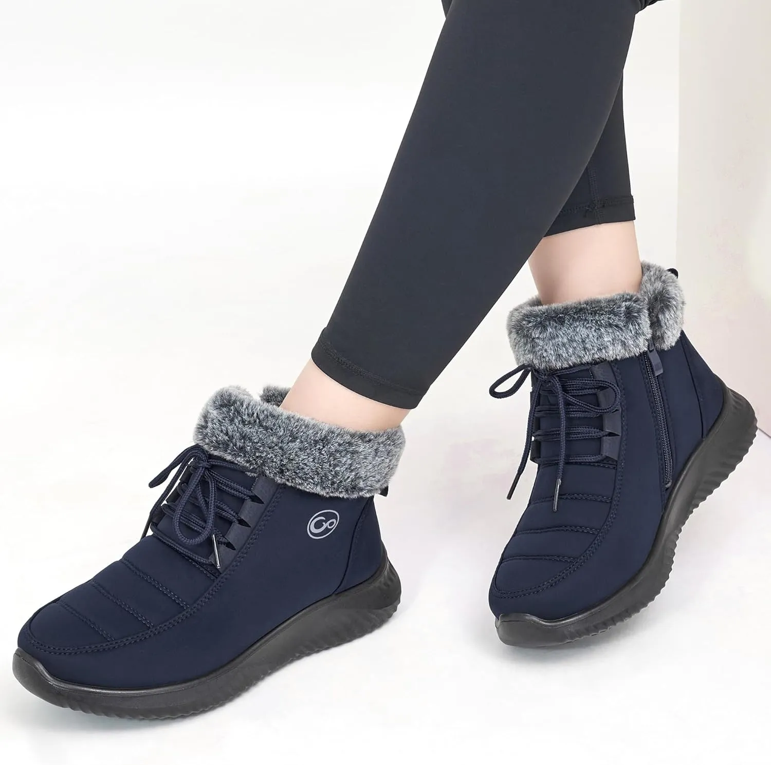Alicegana Winter Boots for Women Warm Fur Lined Snow Shoes Slip on Ankle Booties Comfortable Anti Slip Outdoor Boots
