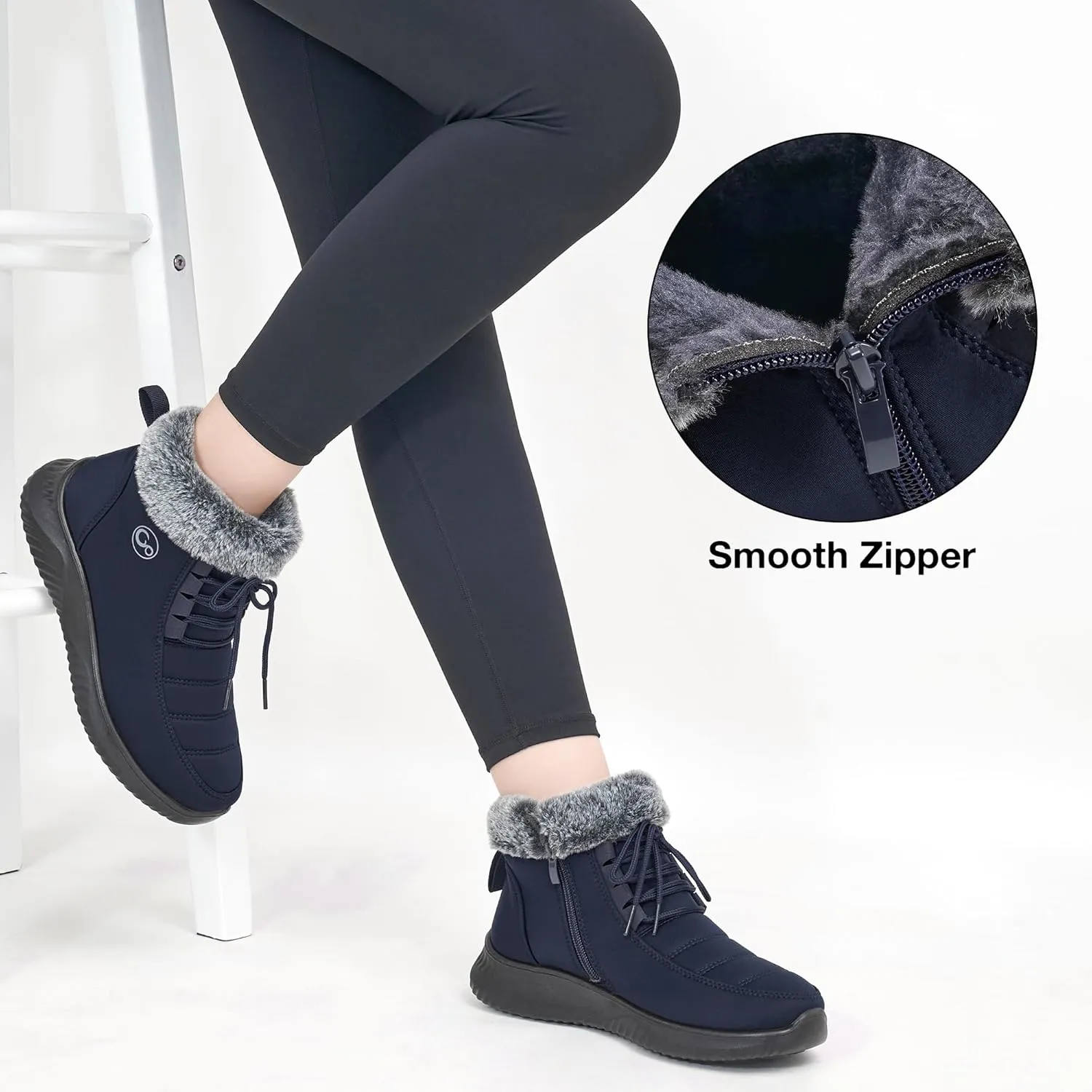 Alicegana Winter Boots for Women Warm Fur Lined Snow Shoes Slip on Ankle Booties Comfortable Anti Slip Outdoor Boots