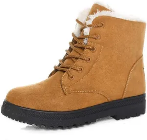Alicegana Women Winter Boots Snow: Warm Cotton Fur Lined Winter Shoes Lace Up Comfortable Non Slip Ankle Platform Boots Outdoor