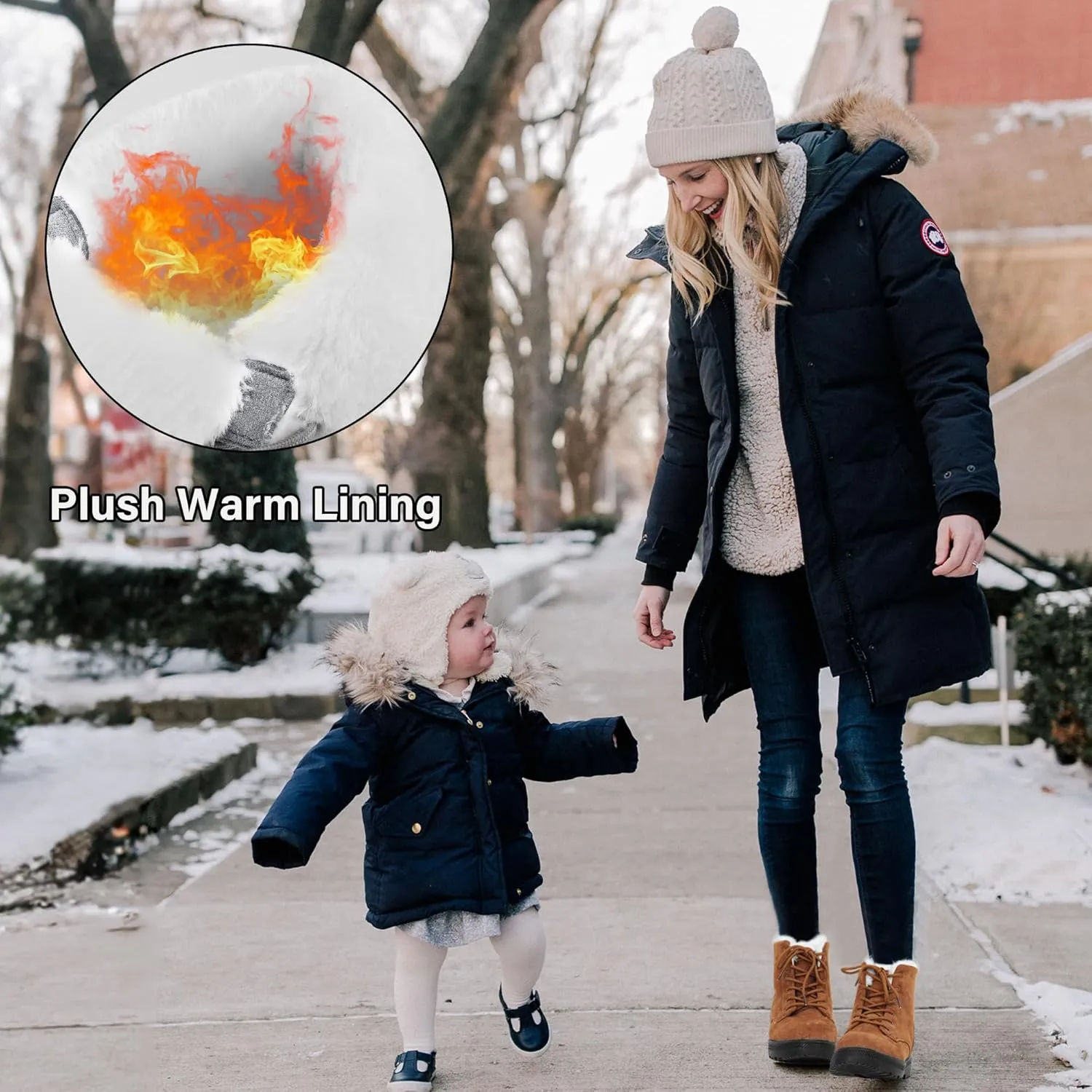 Alicegana Women Winter Boots Snow: Warm Cotton Fur Lined Winter Shoes Lace Up Comfortable Non Slip Ankle Platform Boots Outdoor