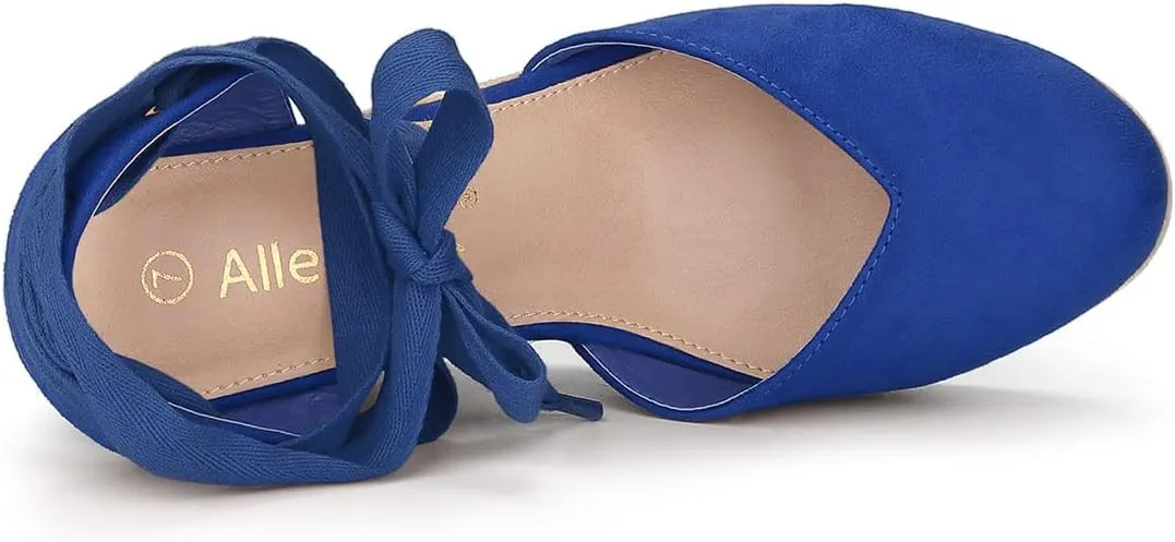 Allegra K Women's Closed Toe Espadrilles Wedges Tie Up Wedge Sandals