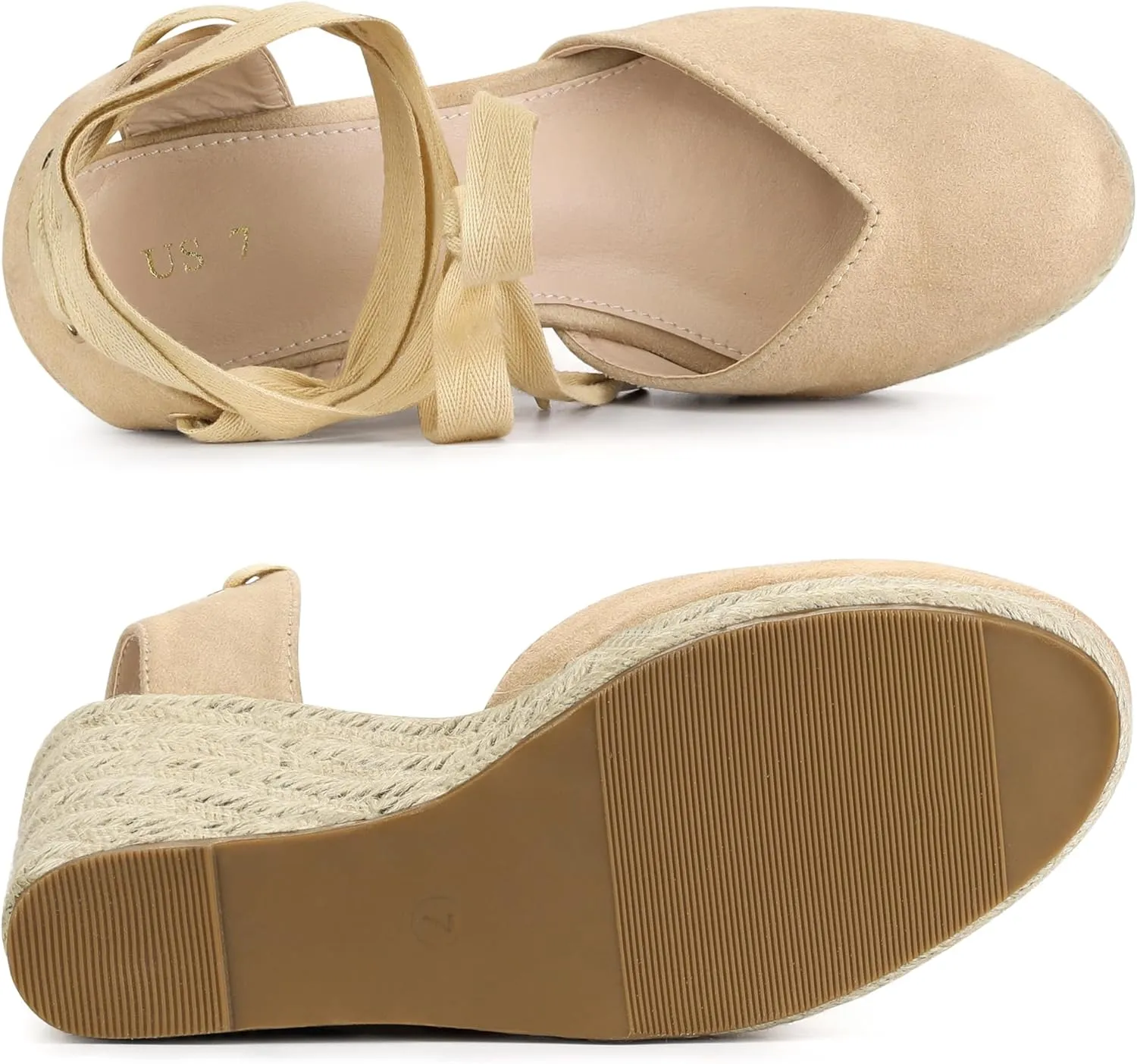Allegra K Women's Closed Toe Espadrilles Wedges Tie Up Wedge Sandals