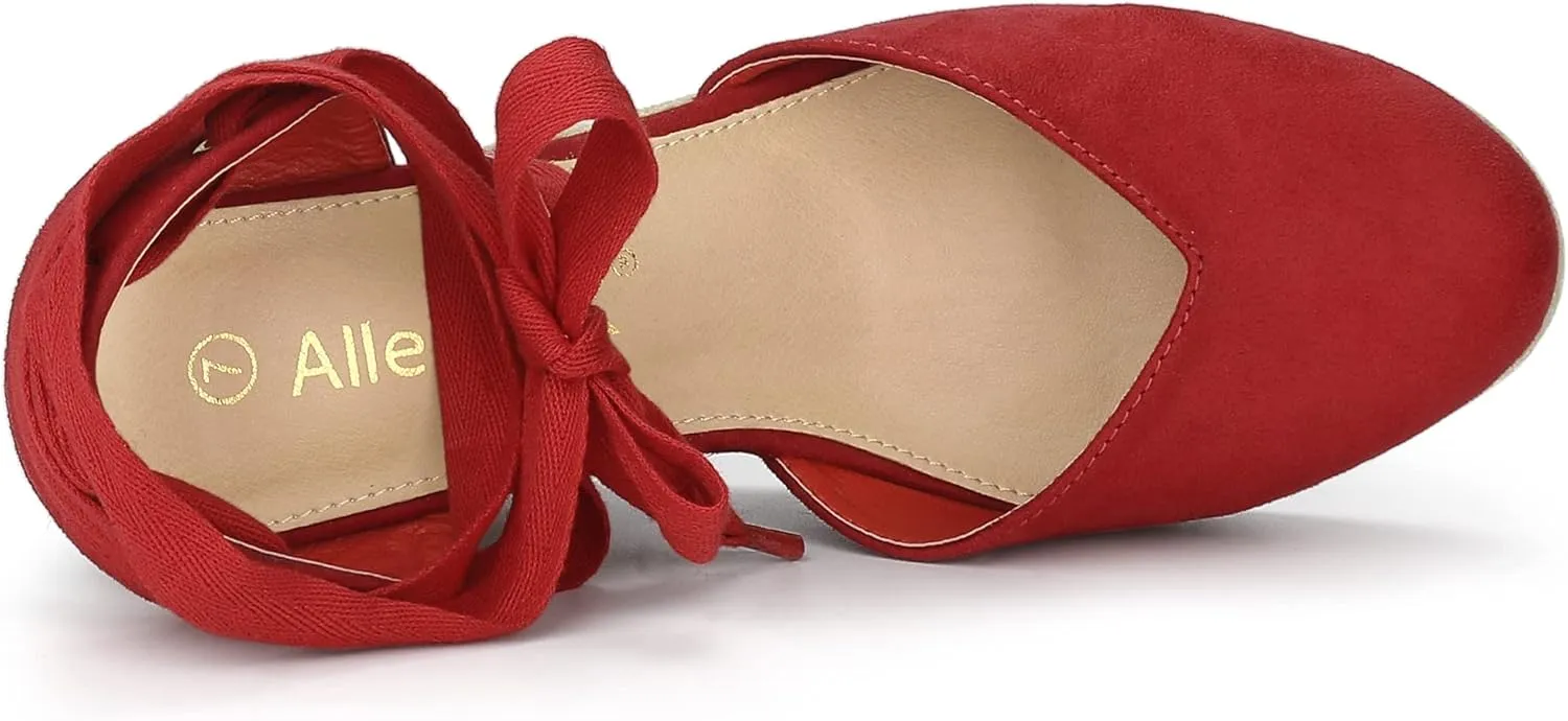 Allegra K Women's Closed Toe Espadrilles Wedges Tie Up Wedge Sandals