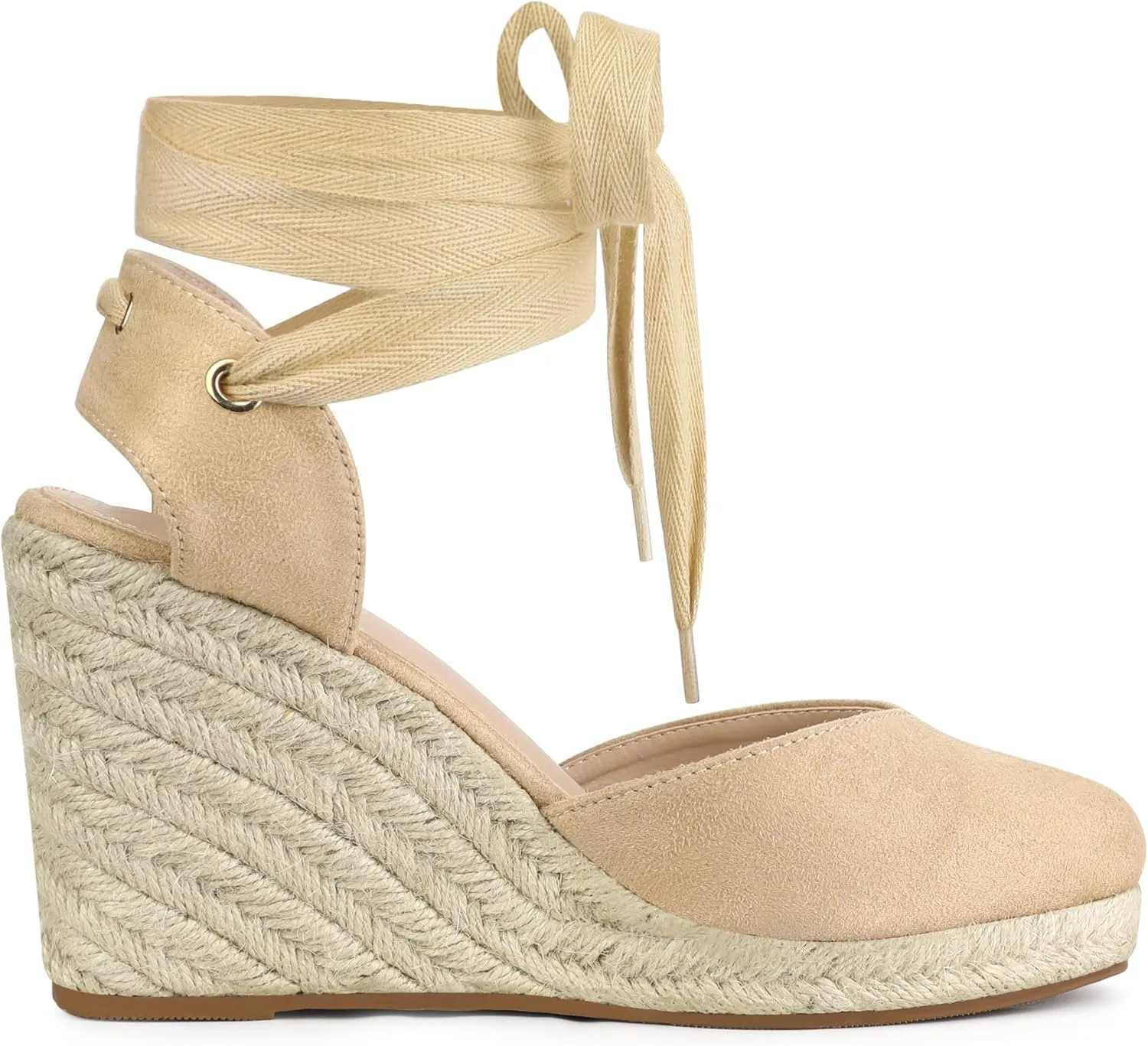 Allegra K Women's Closed Toe Espadrilles Wedges Tie Up Wedge Sandals