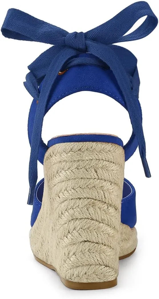 Allegra K Women's Closed Toe Espadrilles Wedges Tie Up Wedge Sandals