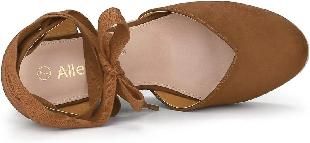 Allegra K Women's Closed Toe Espadrilles Wedges Tie Up Wedge Sandals