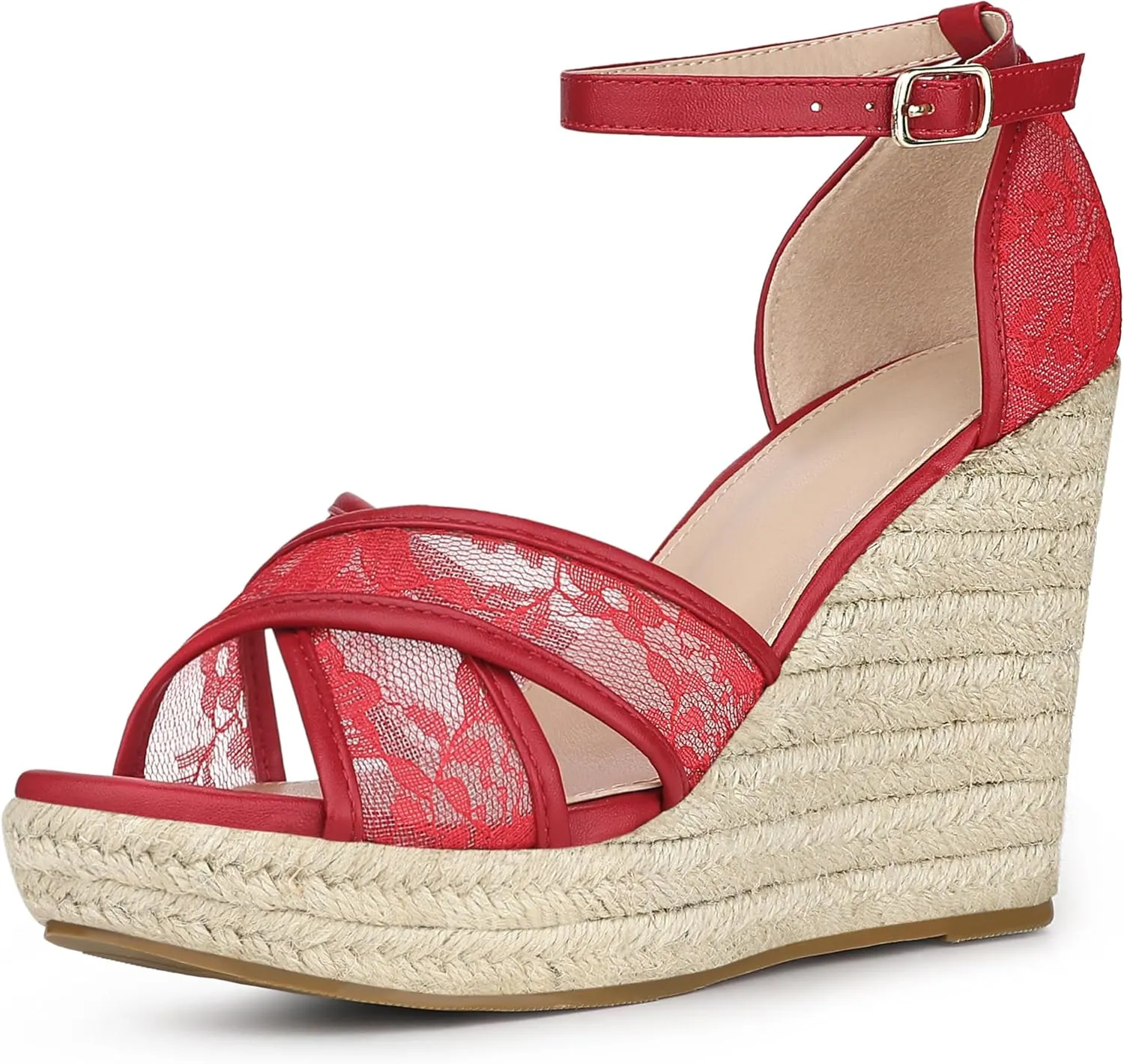 Allegra K Women's Espadrilles Lace Wedges Wedge Sandals