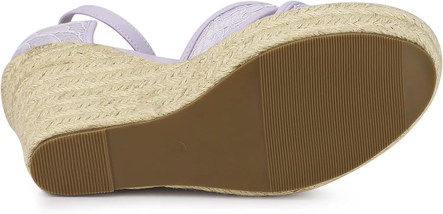Allegra K Women's Espadrilles Lace Wedges Wedge Sandals