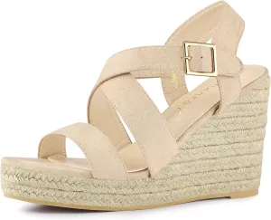 Allegra K Women's Espadrilles Platform Slingback Wedges Sandals