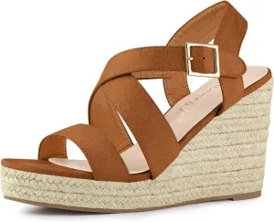 Allegra K Women's Espadrilles Platform Slingback Wedges Sandals