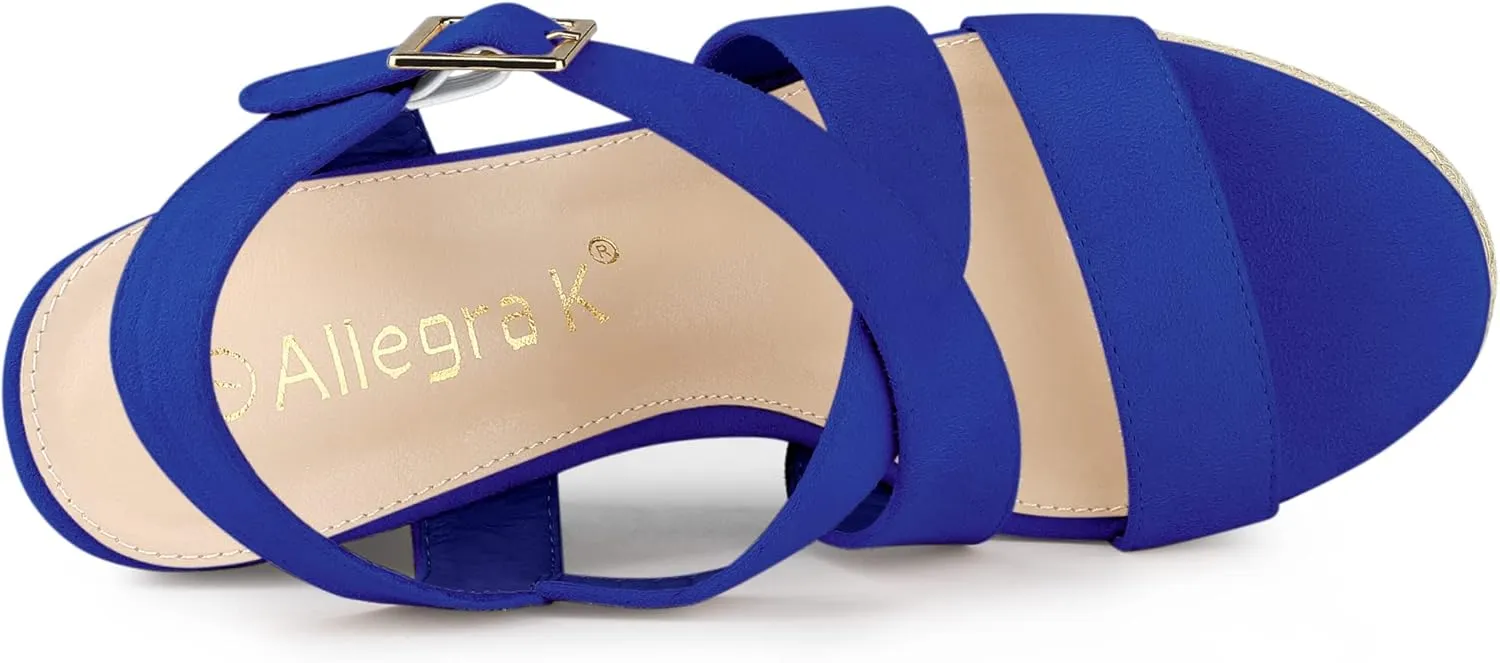 Allegra K Women's Espadrilles Platform Slingback Wedges Sandals