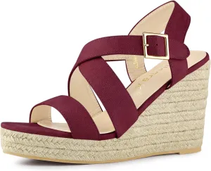 Allegra K Women's Espadrilles Platform Slingback Wedges Sandals