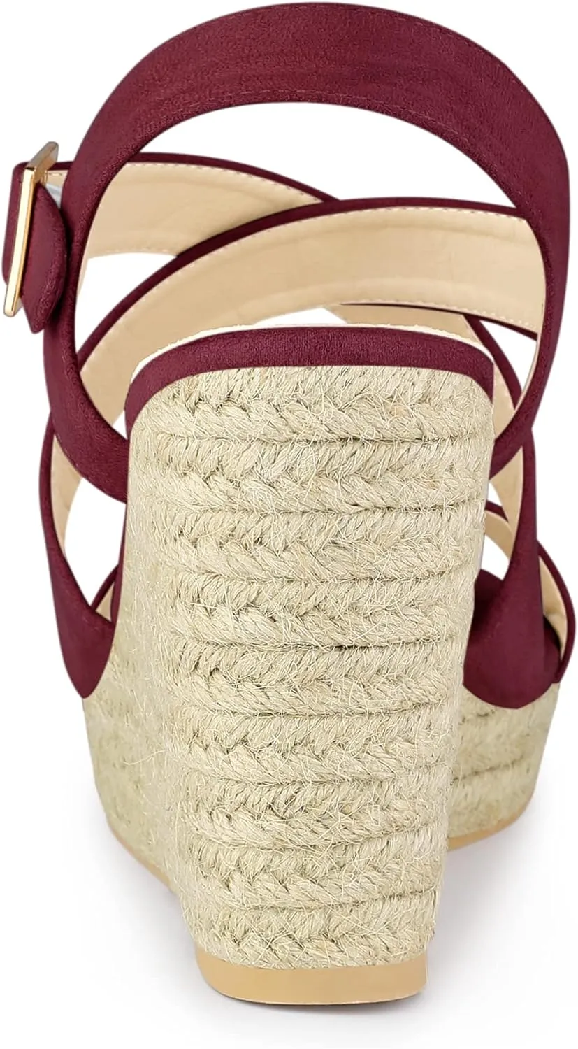Allegra K Women's Espadrilles Platform Slingback Wedges Sandals