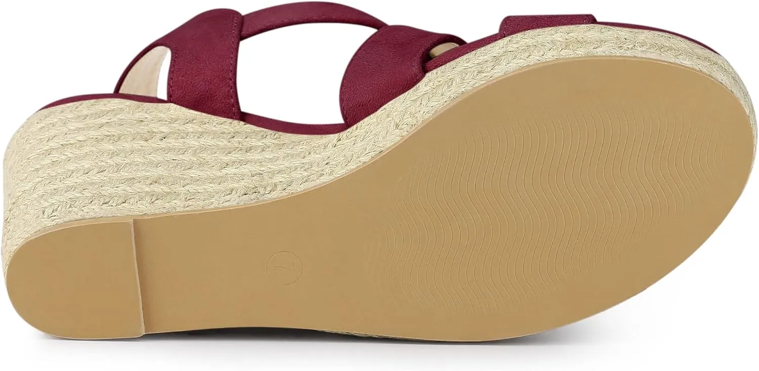 Allegra K Women's Espadrilles Platform Slingback Wedges Sandals