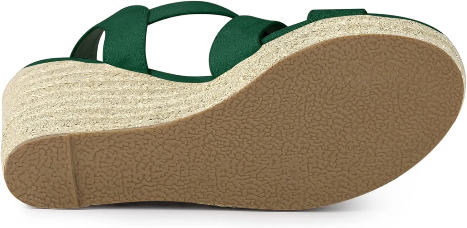 Allegra K Women's Espadrilles Platform Slingback Wedges Sandals