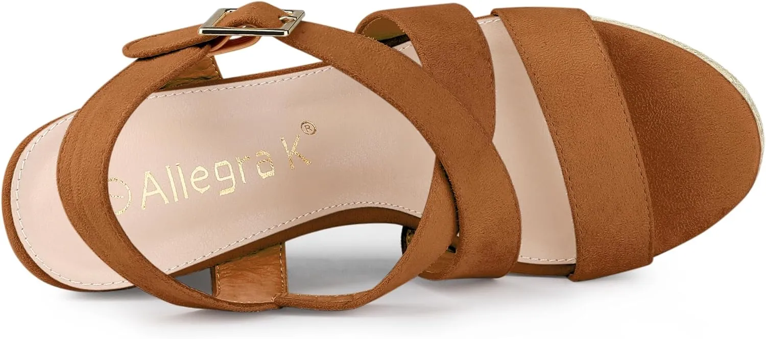 Allegra K Women's Espadrilles Platform Slingback Wedges Sandals