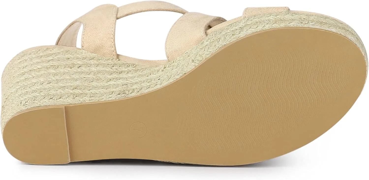 Allegra K Women's Espadrilles Platform Slingback Wedges Sandals
