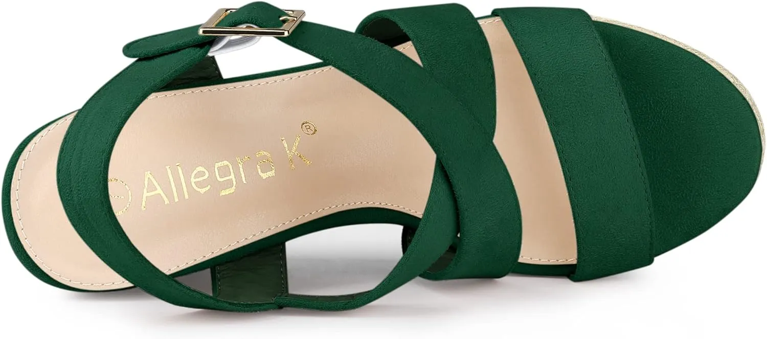Allegra K Women's Espadrilles Platform Slingback Wedges Sandals