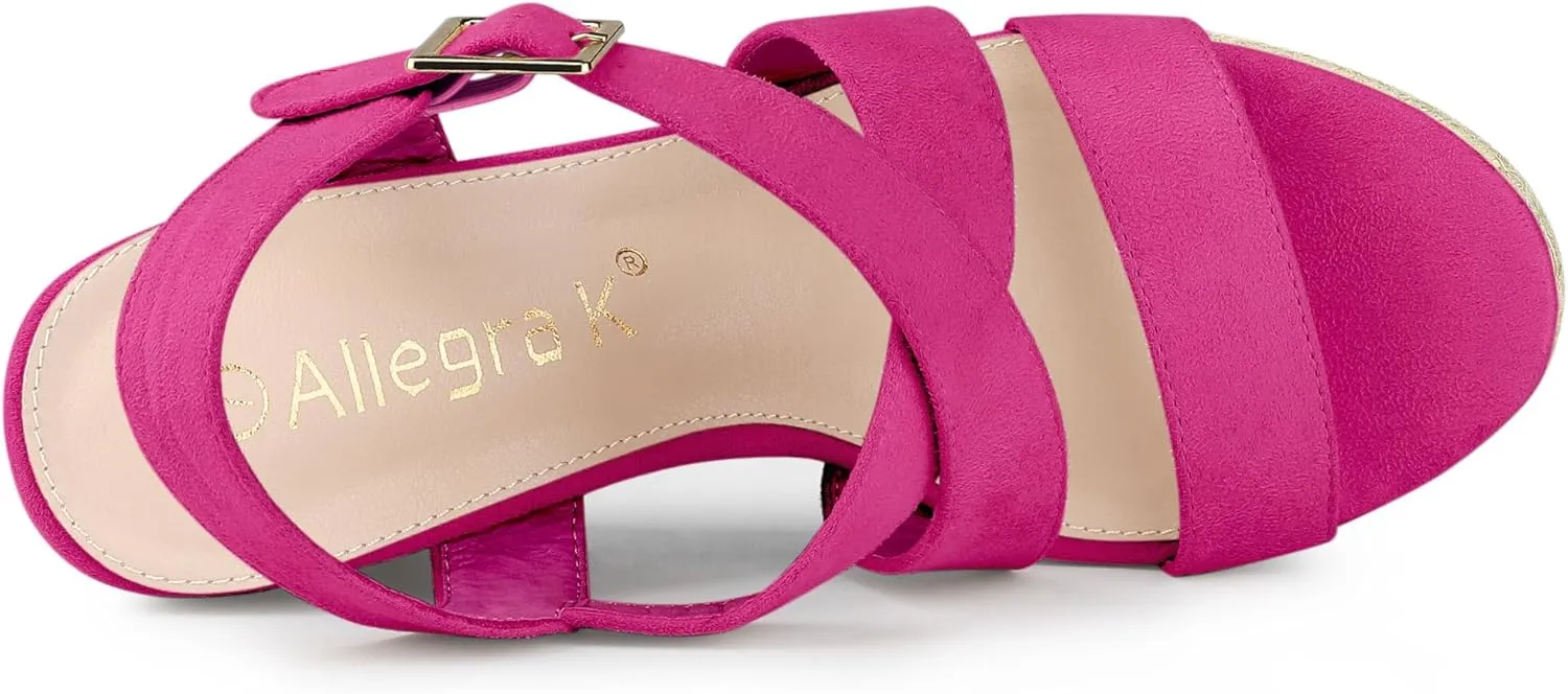 Allegra K Women's Espadrilles Platform Slingback Wedges Sandals