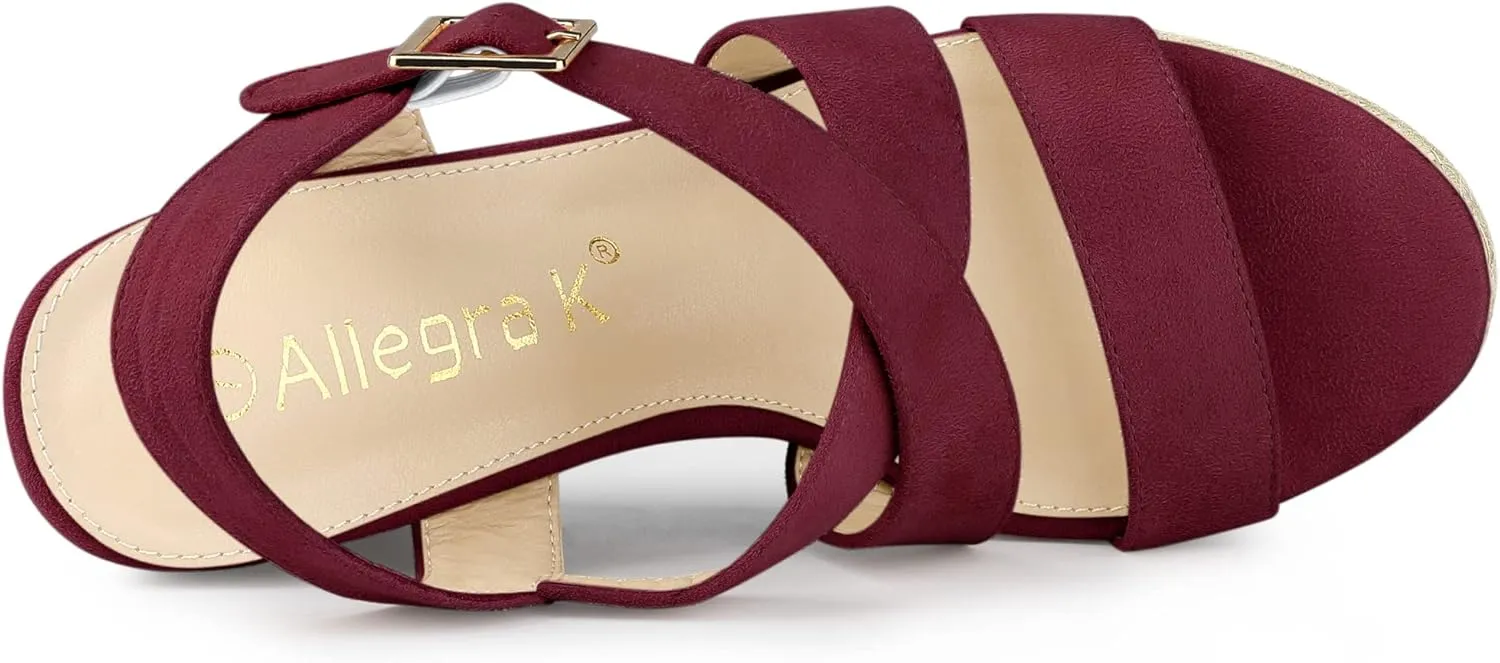 Allegra K Women's Espadrilles Platform Slingback Wedges Sandals