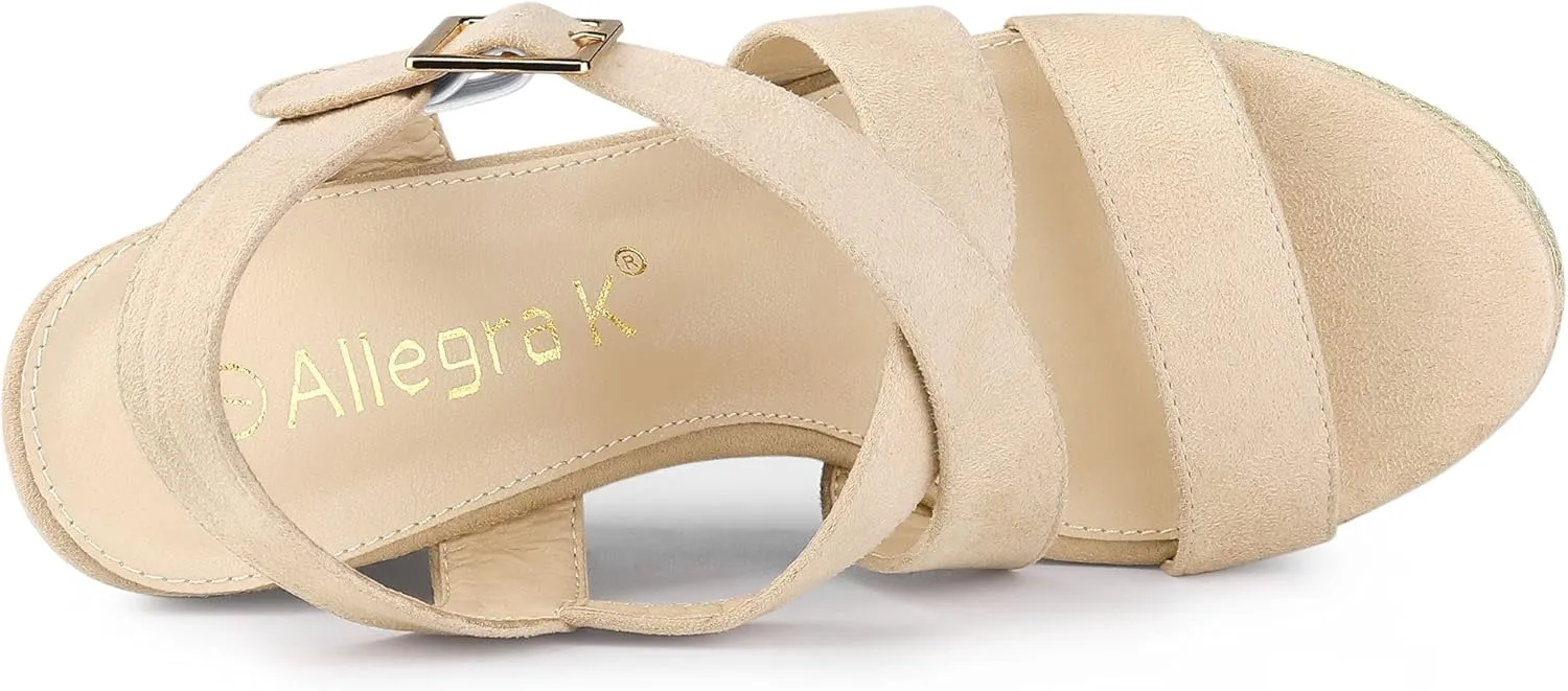 Allegra K Women's Espadrilles Platform Slingback Wedges Sandals