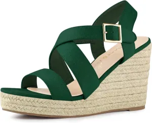 Allegra K Women's Espadrilles Platform Slingback Wedges Sandals