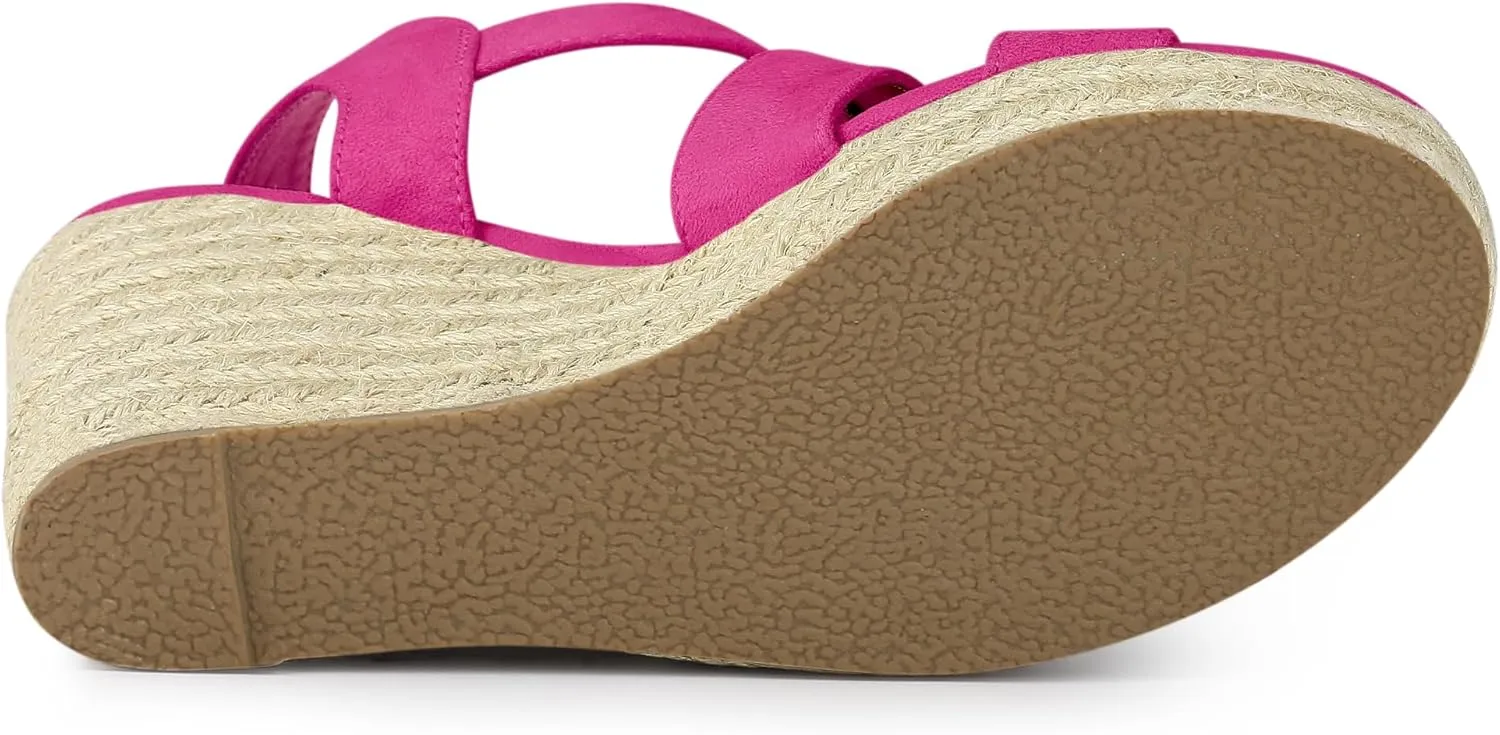 Allegra K Women's Espadrilles Platform Slingback Wedges Sandals