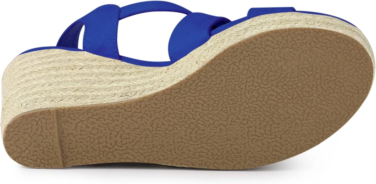 Allegra K Women's Espadrilles Platform Slingback Wedges Sandals