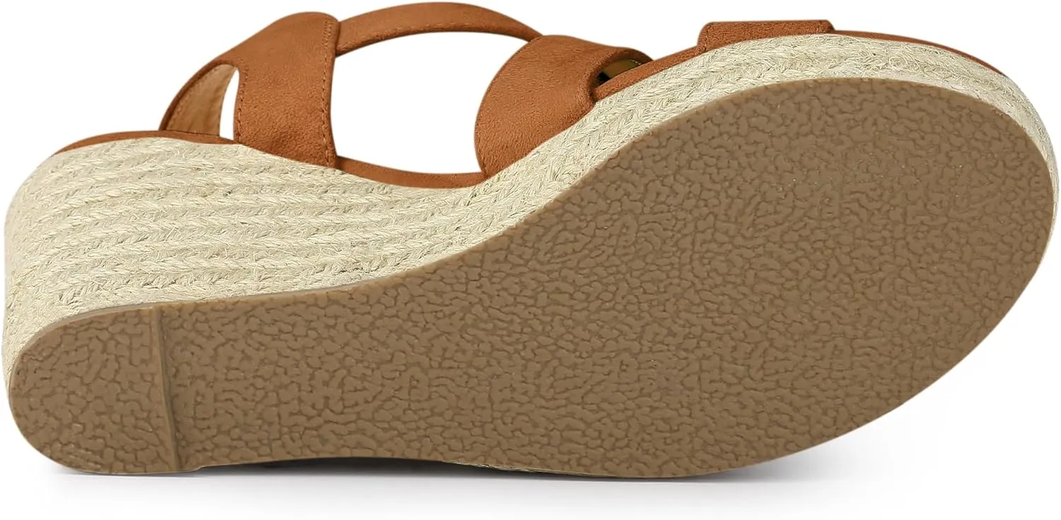 Allegra K Women's Espadrilles Platform Slingback Wedges Sandals