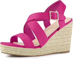 Allegra K Women's Espadrilles Platform Slingback Wedges Sandals