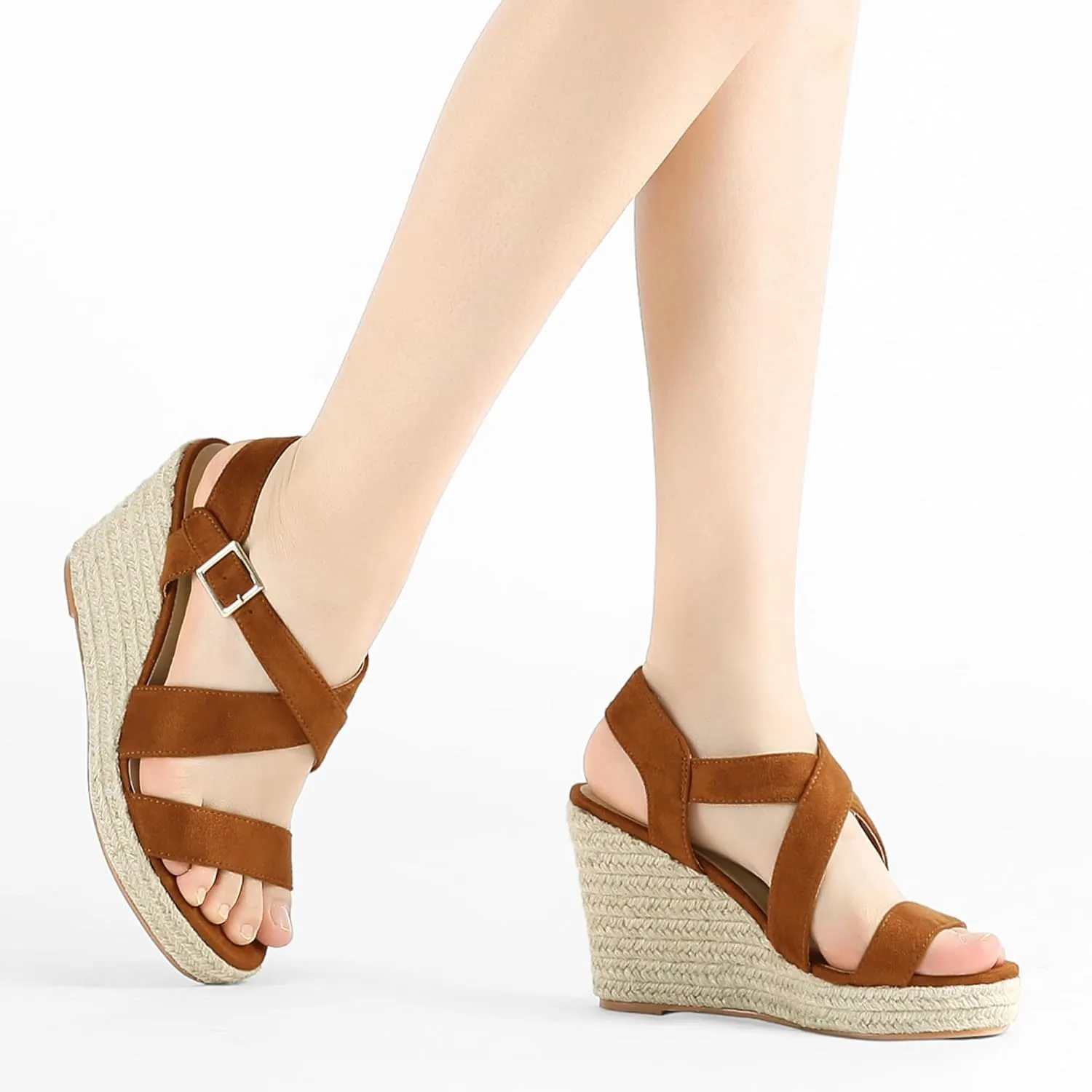 Allegra K Women's Espadrilles Platform Slingback Wedges Sandals