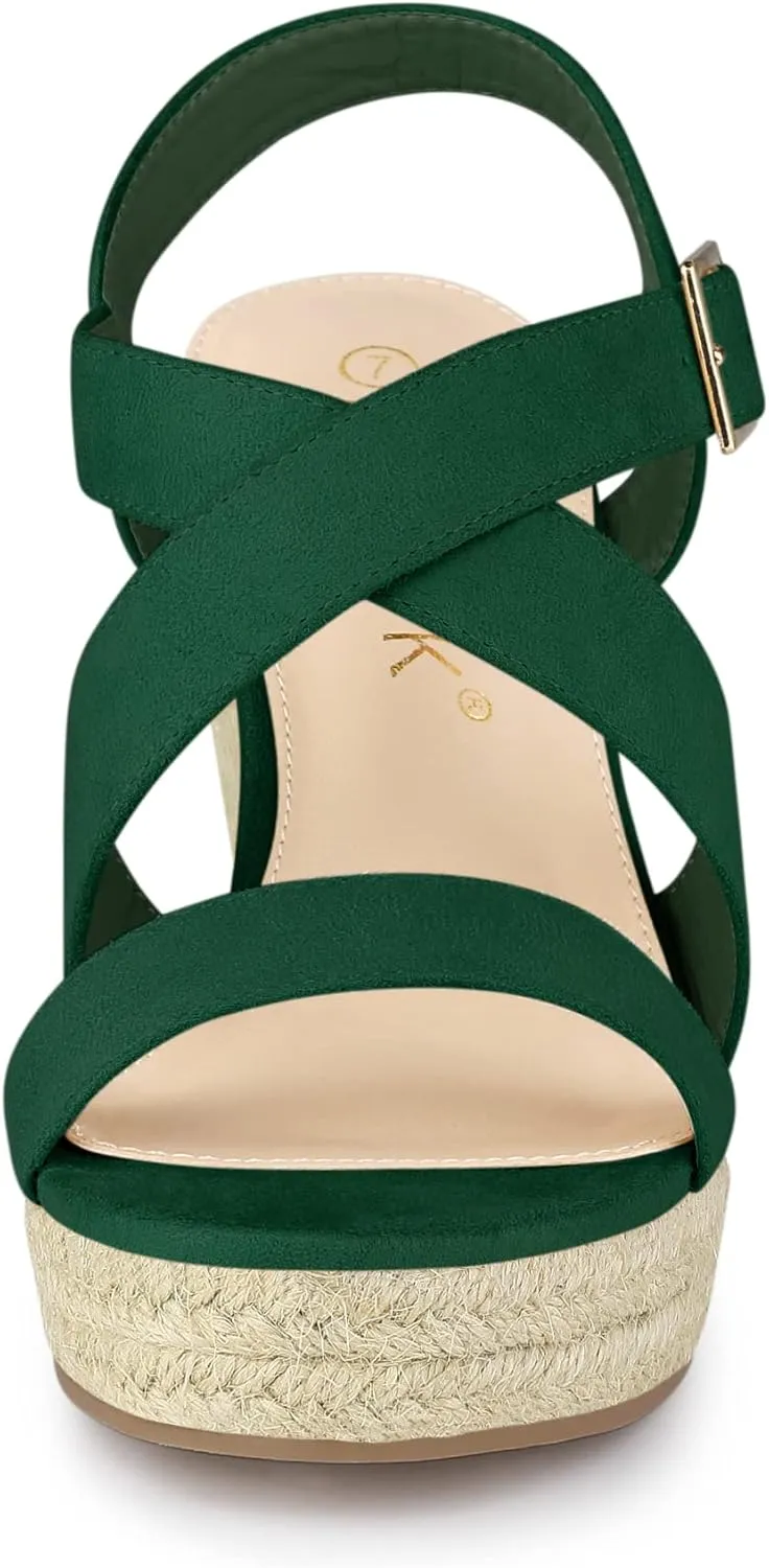 Allegra K Women's Espadrilles Platform Slingback Wedges Sandals