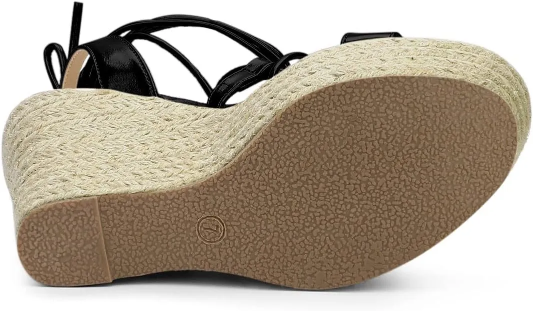 Allegra K Women's Espadrilles Platform Wedges Heel Lace Up Sandals