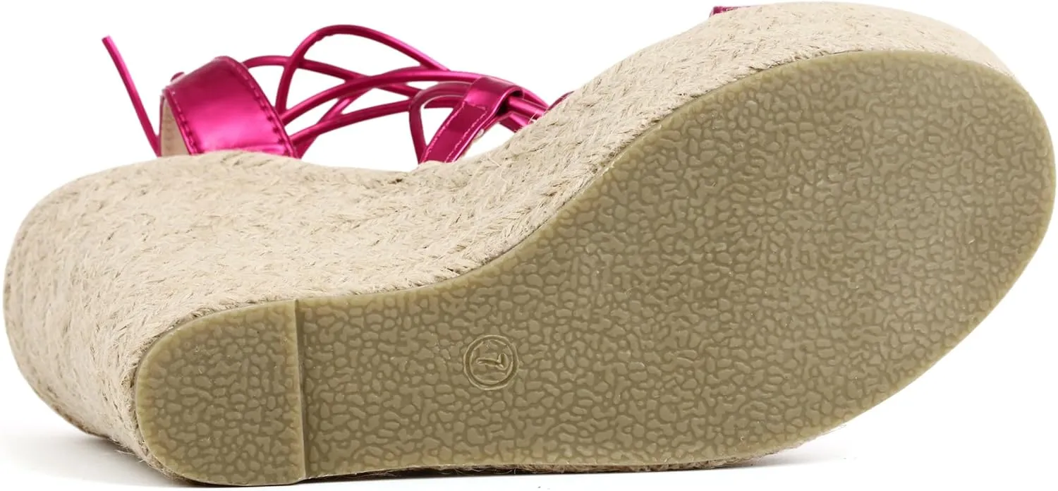Allegra K Women's Espadrilles Platform Wedges Heel Lace Up Sandals